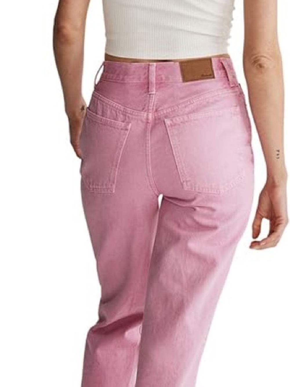 Madewell Baggy Straight Jeans Garment Dyed Pink High Rise Slouchy Denim W32 NWT - Picture 4 of 10
